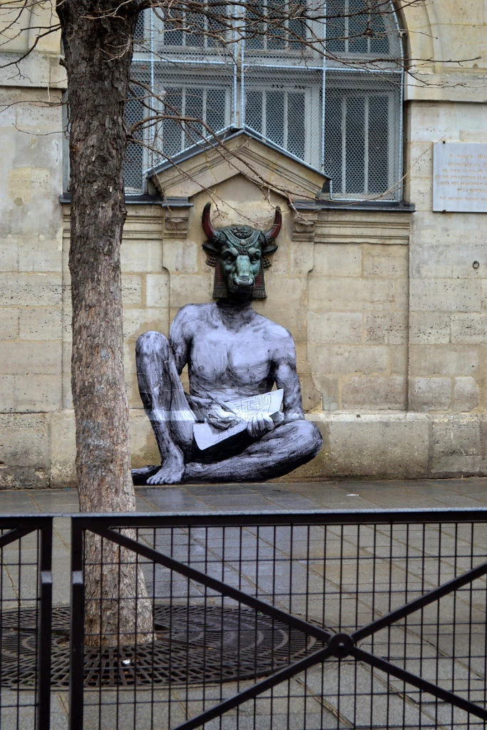 Levalet® | "Minotaure" - Sreet art mural graffitti creative intervention urban public spaces Paris