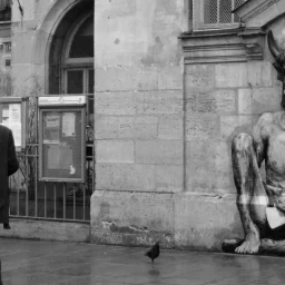 Levalet® | "Minotaure" - Sreet art mural graffitti creative intervention urban public spaces Paris