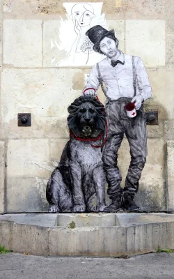 Levalet® | "Banqueroute" - Sreet art mural graffitti creative intervention urban public spaces Paris