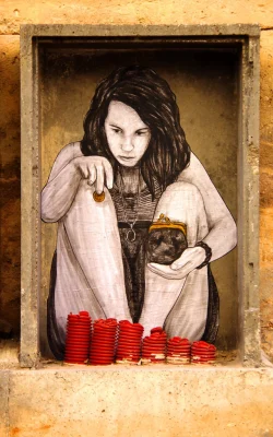 Levalet® | "Esperando la Jubilación" - Sreet art mural graffitti creative intervention urban public spaces Paris